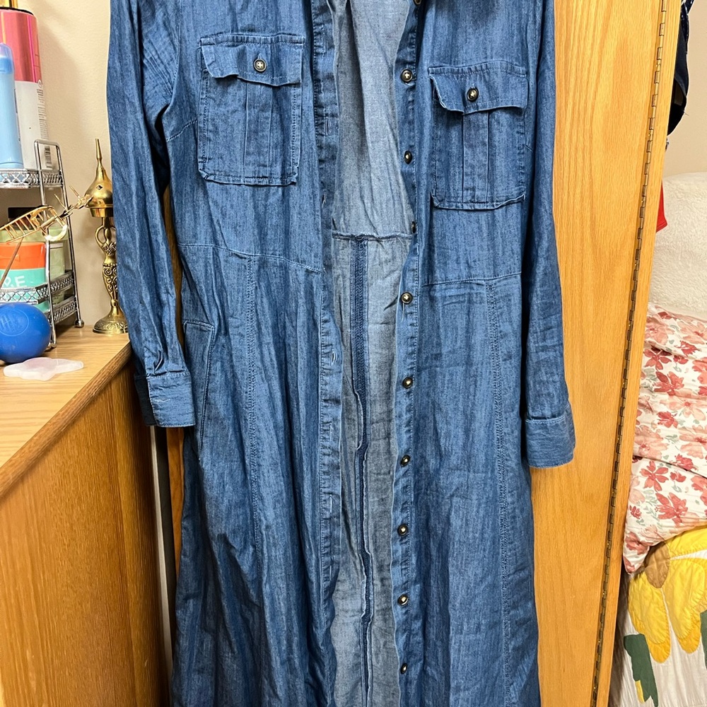 LOFT denim maxi dress